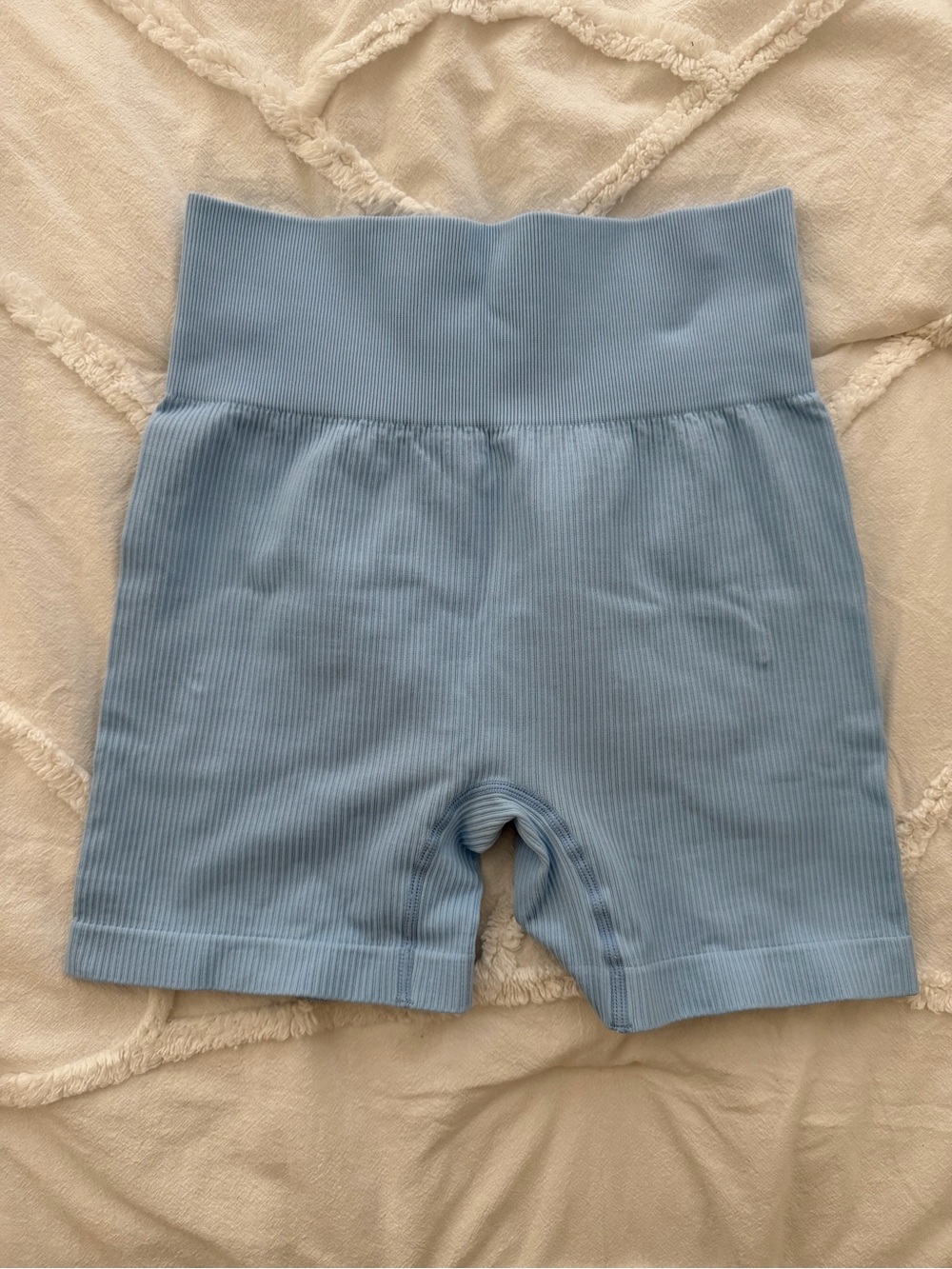 Amazon Women's Light Blue Ribbed Athletic Bike Shorts